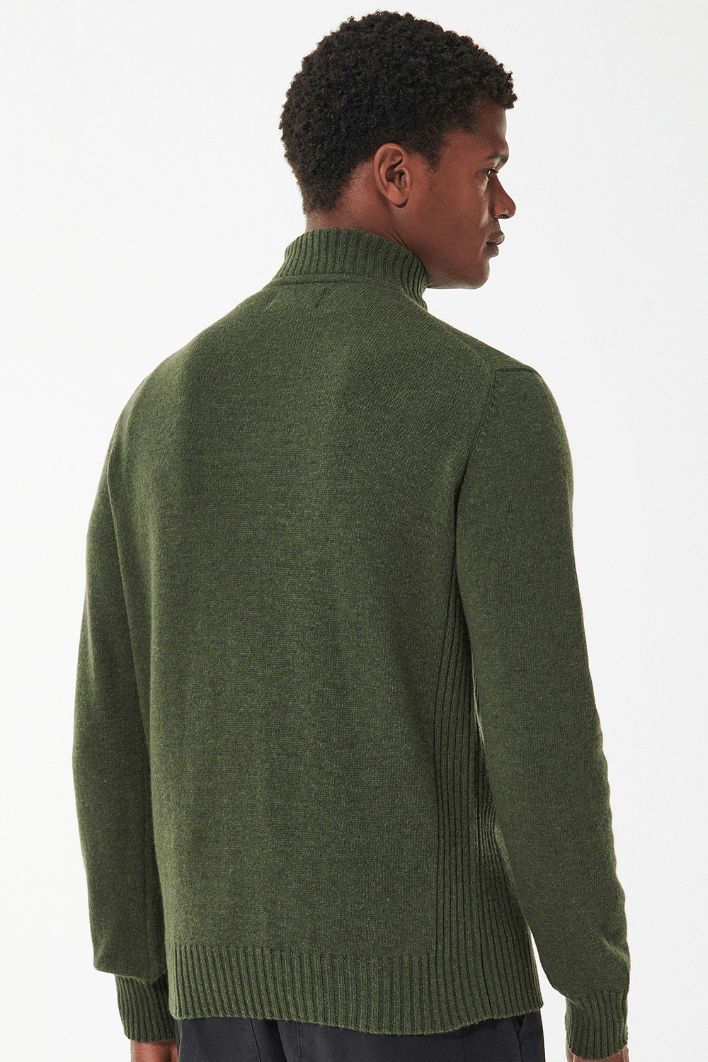 Jersey de punto BARBOUR esencial con cremallera verde oliva - Imagen 2